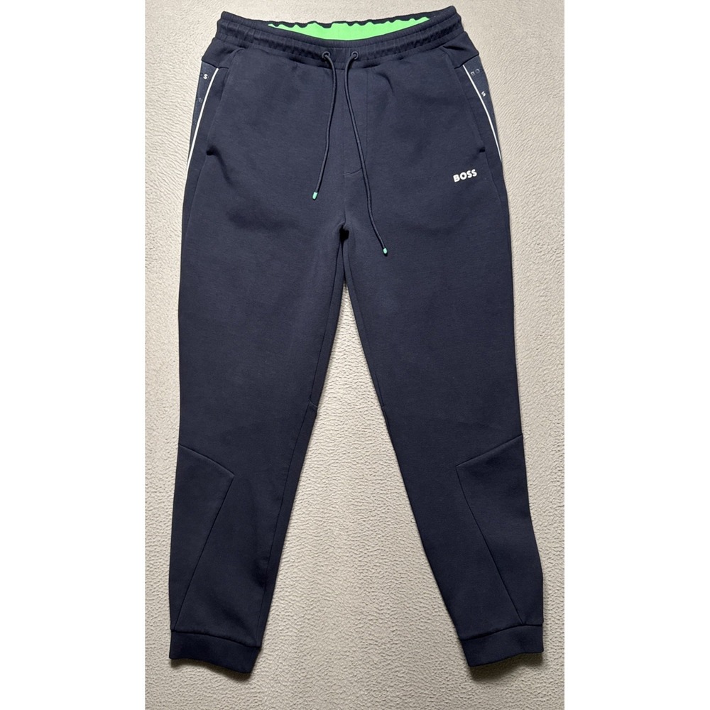 Hugo Boss Mens Jogger Pants 28x27 Navy Contrast Piping Athleisure Comfort Pocket